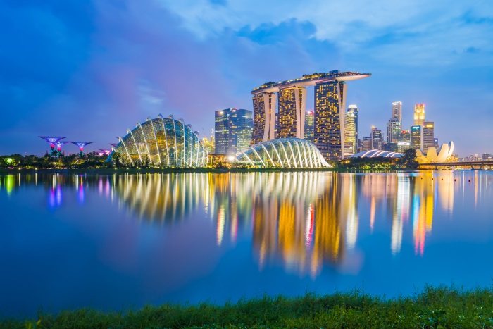 Singapore skyline at night